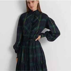 Lauren Ralph Lauren Plaid Belted Cotton-blend Shirtdress